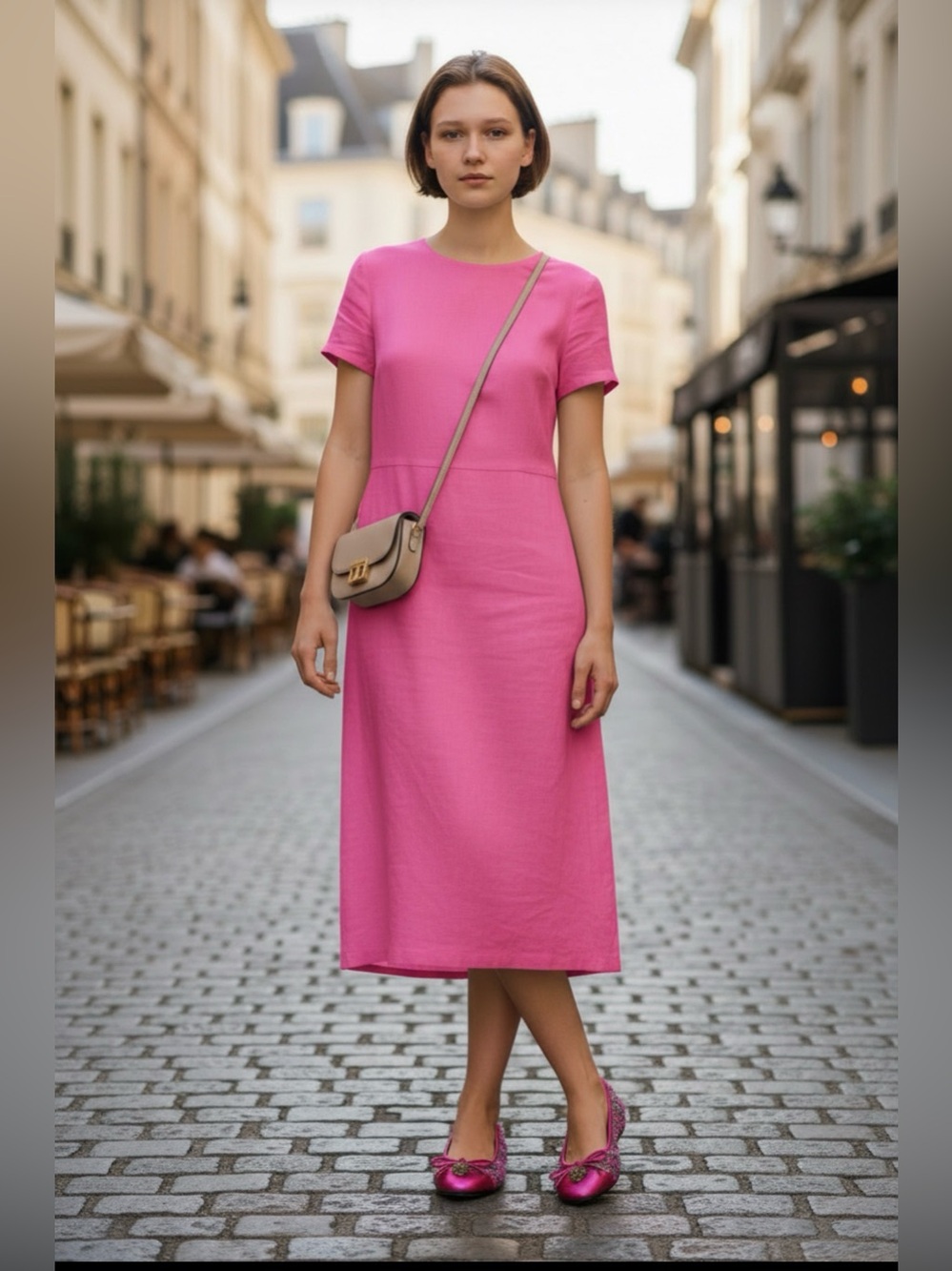 Kurt Geiger Metallic Fuchsia Tweed Ballet Flats